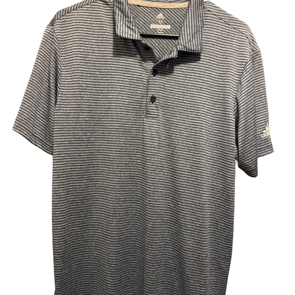 Adidas Men's Blue Striped Golf Polo Shirt